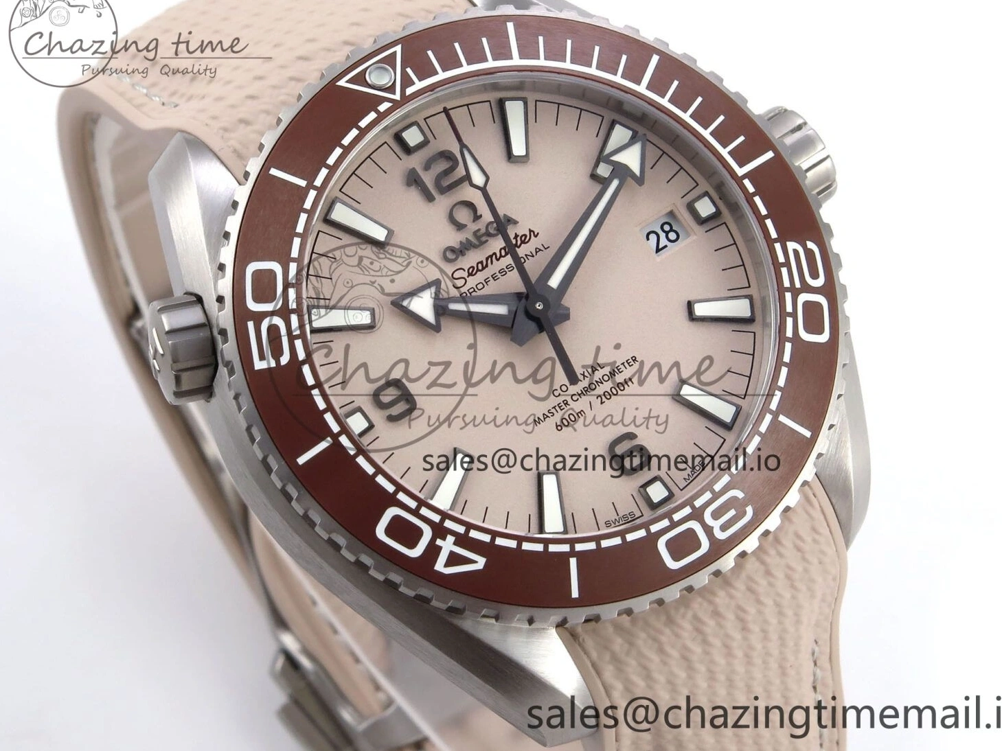 0204 Planet Ocean 43.5mm SS VSF 1:1 Best Edition Brown Bezel Sand Dial on Sand Rubber Strap A8900 Super Clone Neat 7710